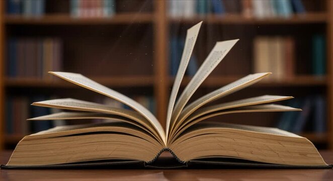 vintage leather book opening in library with soft bokeh perfect for all the feels