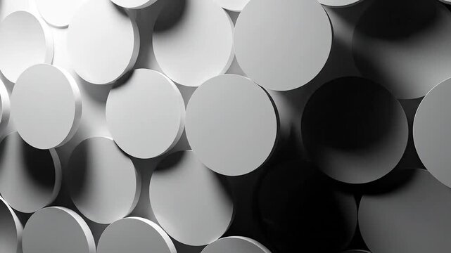 Abstract background of white circular shapes with dramatic lighting and shadows, creating a modern design.