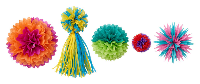 Tissue paper party pom-poms sticker Set.