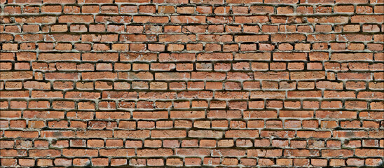 Fototapeta premium Rustic old red brick wall and concrete texture background