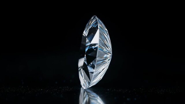 Beautiful black sparkling diamond. Rotating, looping animation, 4k