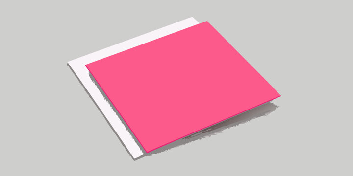 Stunning photo of blank square photorealistic brochure mockup on light grey background. High resolution.
