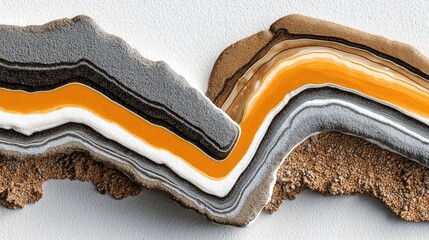 Obraz premium Layered Abstract Sand and Resin Stripe Composition on White Surface