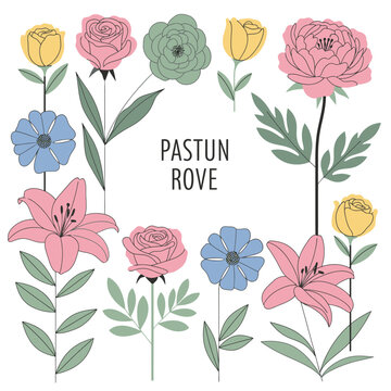 Pastun Rove Flower Arrangement - Pink Lily, Roses, Blue Daisies, Yellow Tulips