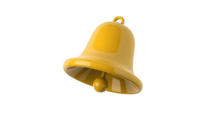 Yellow metal bell with clapper shiny isolated on a transparent background