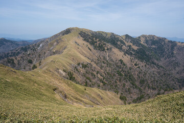 Obraz premium Climbing Mt. Tsurugi, Tokushima, Japan