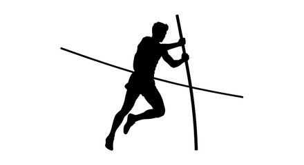 Silhouette of Pole Vault Athlete Running with Pole