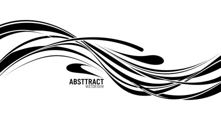 Dynamic Black Swirls on White Background Abstract Graphic © jono
