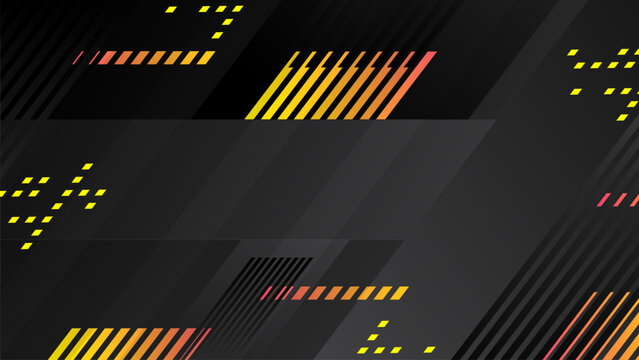 Extreme racing background. Geometric shape diagonal line design. Abstract sport artwork. Internet communication black and yellow gradient