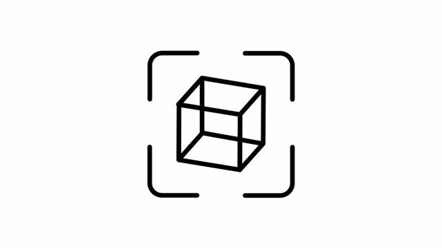 Object Detection Icon, Minimalist Outline, Seamless Loop Animation, 4K Transparent Background