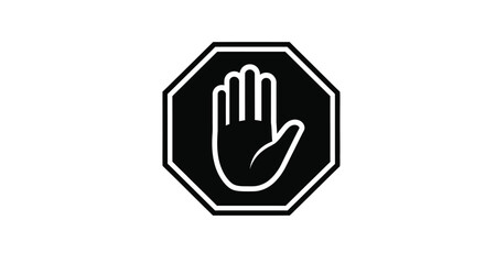 Obraz premium Stop signs a hand symbol and exclamation point