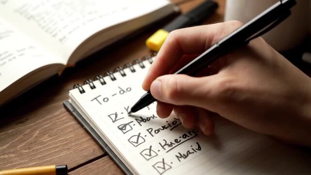 Zoom-in on a to-do list being checked off during study session