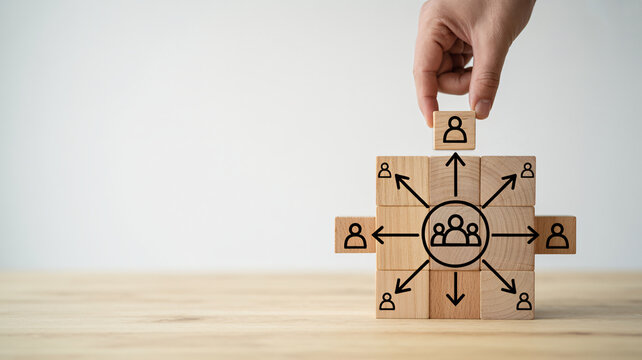 Businessman building team and growing network connections