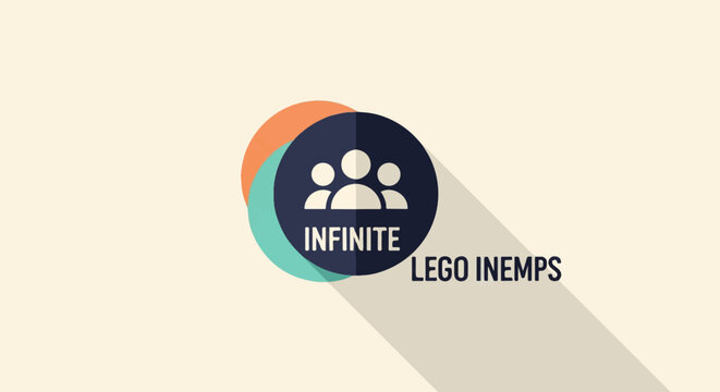 Abstract circles with group icon, text "INFINITE" & "LEGO INEMPS