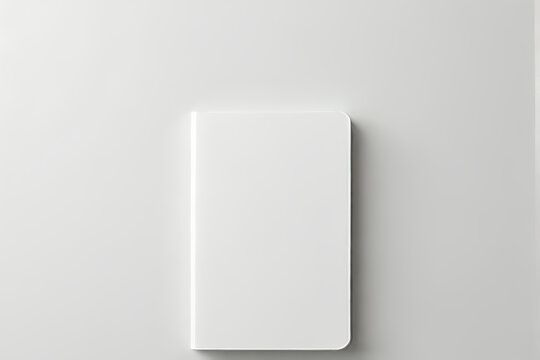 White notebook with rounded corner closed on flat surface minimalist stationery flatlay with soft shadow and subtle texture conveying calm and focus