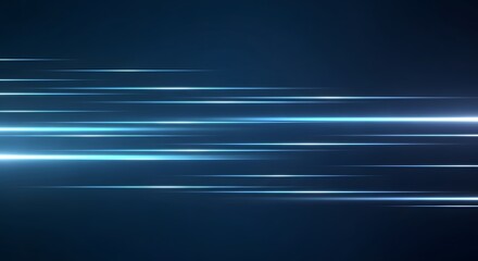 A high-speed light trail illuminates the dark blue background with motion blur effect