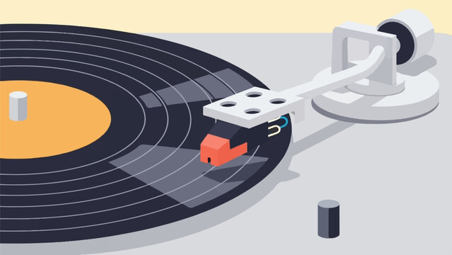 Close-up of a vintage record player with needle on spinning vinyl