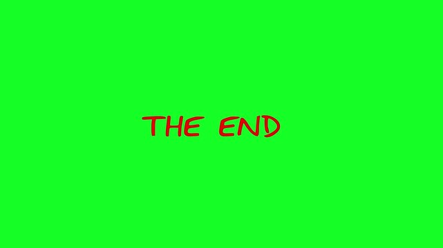 Text animation the end glitch digital effect movie outro suitable for final scene sequences. Retro stream ending animation with glitch on green background