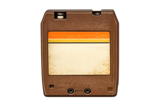Vintage 8 track tape audio cartridge with blank label, symbolizing retro music, 1970s nostalgia, and old school technology