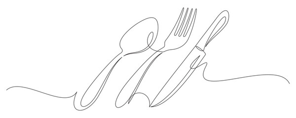 Obraz premium continuous line drawing of cutlery illustration 11.eps