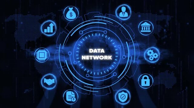 Data Network Concept with Representing Finance, Security, and Communication technology