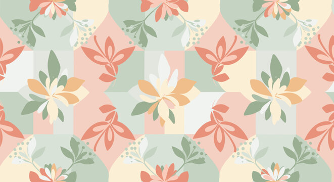 A serene and modern floral pattern evokes calmness, perfect for home decor or fashion designs.