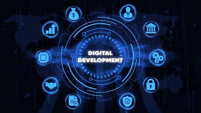 Digital Development Concept with and Representing Business Finance and Technology growth