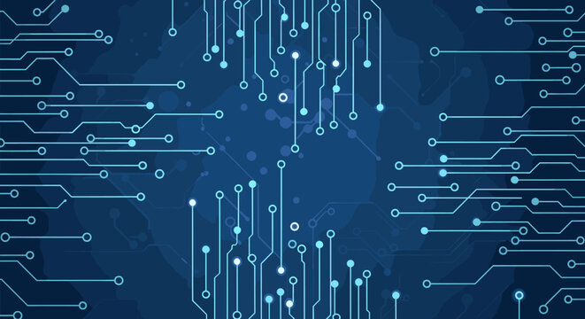 A sleek circuit board design evokes modern technology and innovation, perfect for tech-related marketing materials.