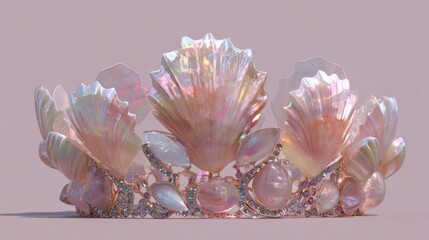 3D seashell crown in soft colors dreamy and regal for costume or fantasy branding