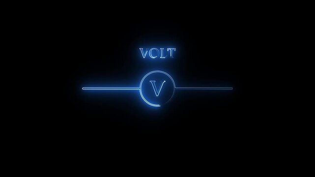 Abstract glowing blue color neon battery volt icon on black background. Neon battery volt icon. Battery Status Sign.