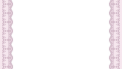 ドット絵　ピンク色のレース　おしゃれでかわいい背景装飾イラスト　フレーム　ガーリー　ピクセル