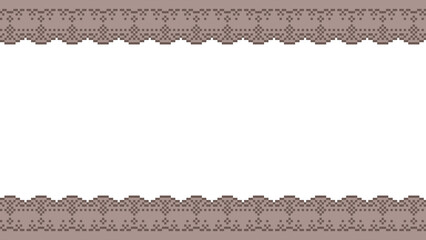 ドット絵　ブラウンのレース　おしゃれでかわいい背景装飾イラスト　フレーム　ガーリー　ピクセル