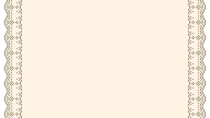 ドット絵　クリーム色のレース　おしゃれでかわいい背景装飾イラスト　フレーム　ガーリー　ピクセル