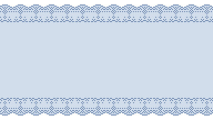 ドット絵　青色のレース　おしゃれでかわいい背景装飾イラスト　フレーム　ガーリー　ピクセル