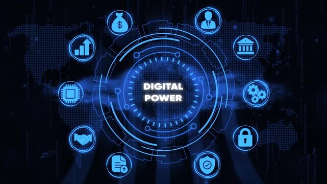 Digital Power Concept with and Representing Business Finance and Technology infographic