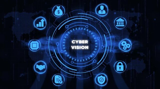 Cyber vision concept with and symbols on a futuristic interface cybersecurity technology innovation