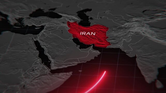 Map of Iran under attack. Visualization of military escalation.