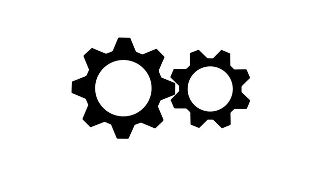 Gears rotating animation, cogwheel gear icon logotype rotating icon animated video , on a white background, with video animation.