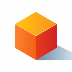 Fototapeta premium Isometric Cube Object in Orange and Yellow with Shadow on White Backdrop Visual