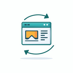 Website page with refreshing arrows, representing synchronization, reloading, or automatic updates