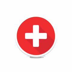 Fototapeta premium Plus Sign Icon Red Circle Graphic Element Symbol