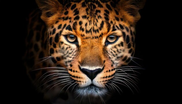 Intense Leopard Portrait - Captivating Gaze in the Darkness.
