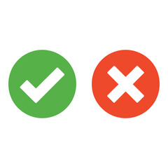 Checkmark and cross icons in green and red circles