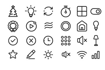 Simple icons collection showing various objects and actions used in daily life