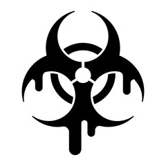 Black Biohazard Symbol Melting and Dripping Representing Toxic Waste Biological Infection and Chemical Contamination in a Minimalist Graphic Design Isolated on White Background