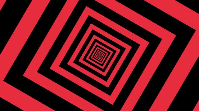 Hypnotic red and black square tunnel abstract background video loop