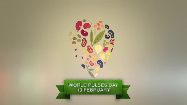 World pulses day 10 february animation with heart shape beans