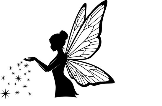 Magical Fantasy Fairy Silhouette Vector Illustration