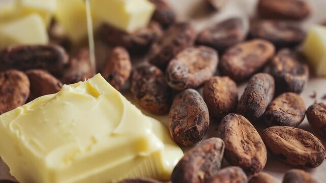 Close-up of gourmet chocolate fudge topped with crushed walnuts and softened butter, ready to be enjoyed.