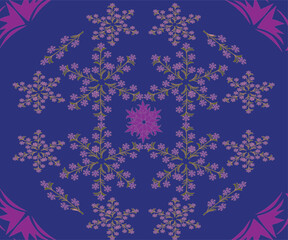 seamless pattern with purple blossoms 